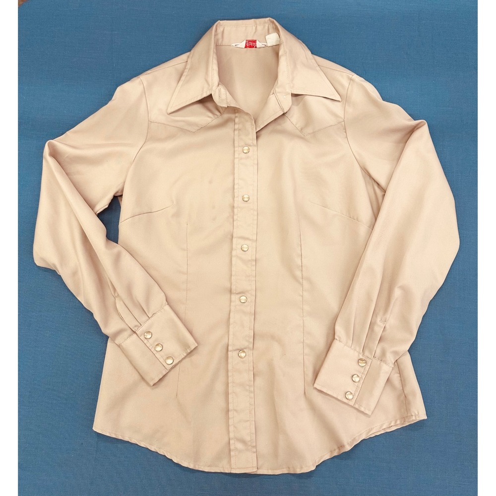 Vintage H Bar C California Ranchwear Western Pearl Snap Shirt Tan Mens 38